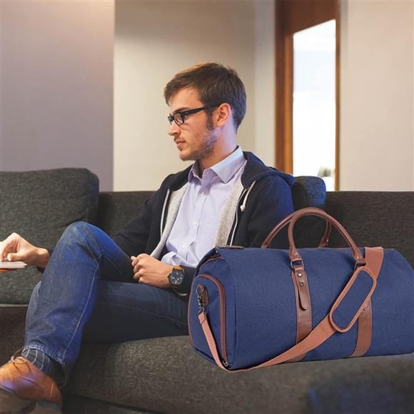 Carry On Garment Bag - Travel Business - Canvas Duffel Bag with Shoe Compartment - Picture 7 of 7